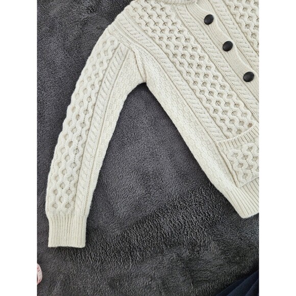 Inis Crafts Chunky Cable Knit Button Front Cardigan Sweater Women's M 100%... - Picture 4 of 10